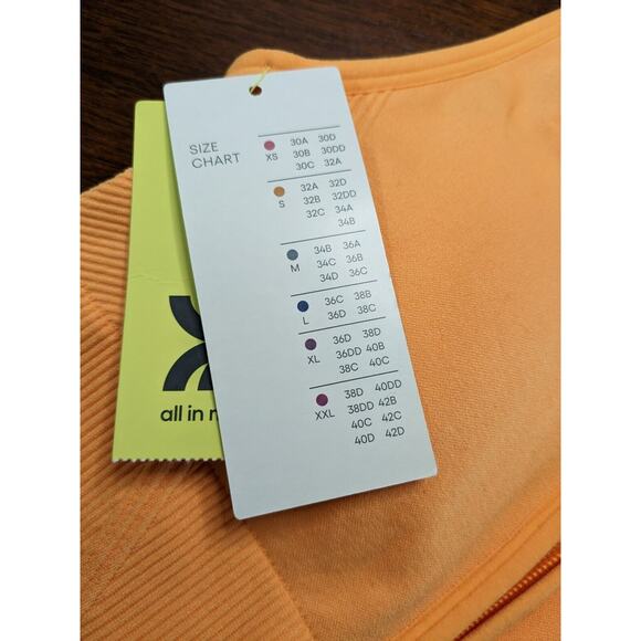 All in Motion Medium Support Sports Bra Small Orange Seamless Zip Front Workout - Picture 4 of 9